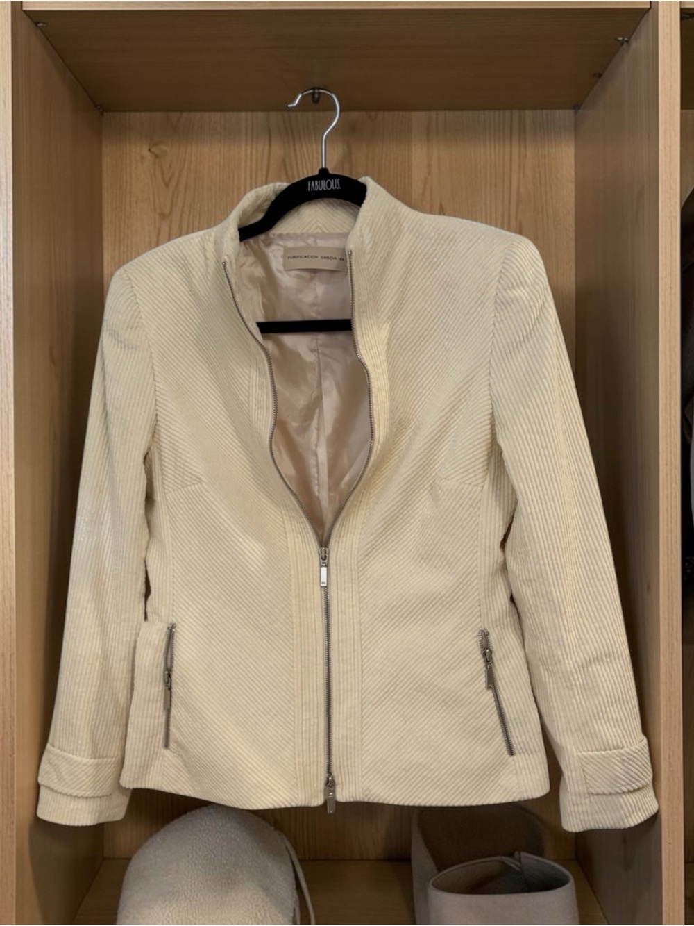 Purificacion Garcia Cream Zip-Front Women's Blazer Jacket